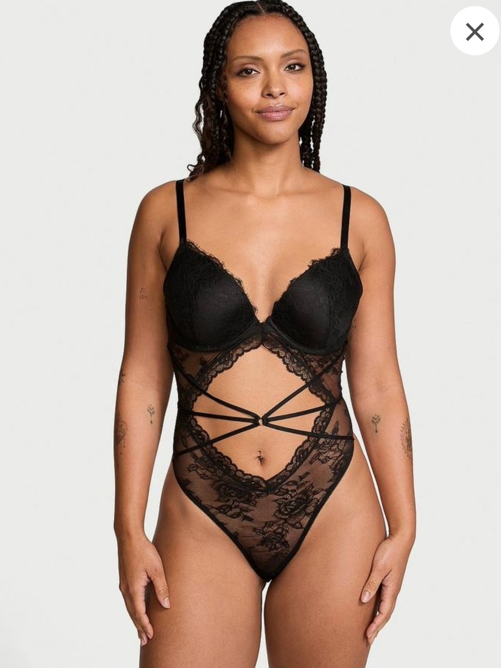 Black Lace Strappy Bodysuit - Women Intimates